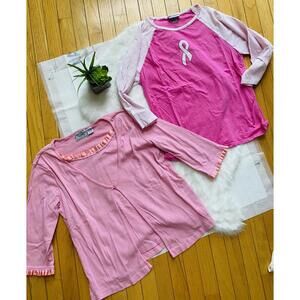 Women's Pink Casual Tops - Size Medium, Cotton